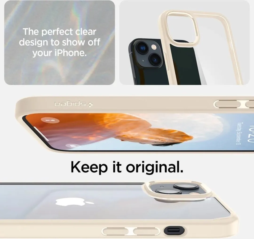 Spigen Crystal Hybrid Hoesje ACS04654 - iPhone 14 Plus - Beige