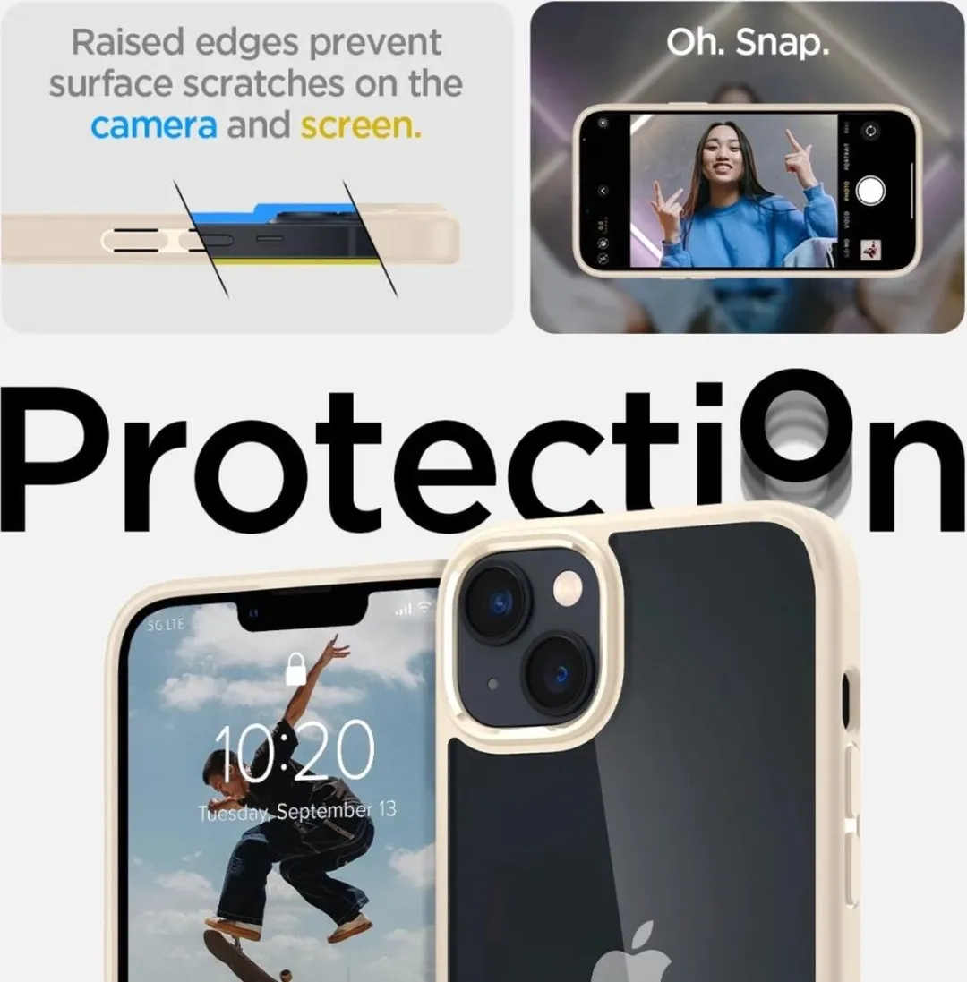 Spigen Crystal Hybrid Hoesje ACS04654 - iPhone 14 Plus - Beige