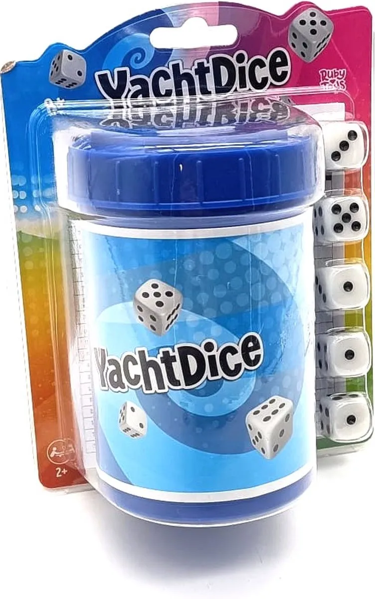 Ruby Toys Yacht Dice Dobbelspel - 5 Dobbelstenen - Blauw/Rood
