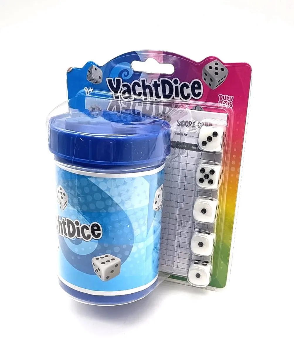 Ruby Toys Yacht Dice Dobbelspel - 5 Dobbelstenen - Blauw/Rood