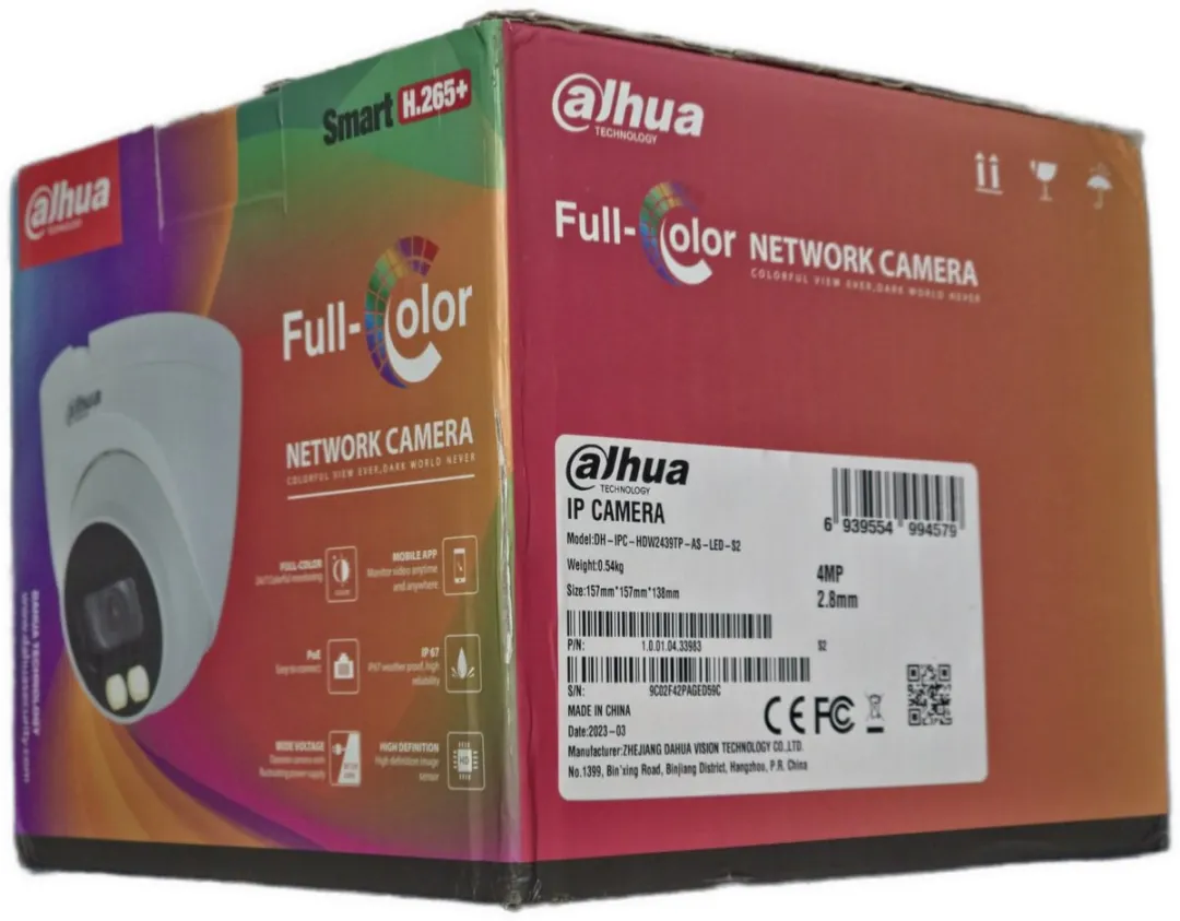 Dahua DH-IPC-HDW2439TP-AS-LED-S2 Beveiligingscamera 4MP - Wit
