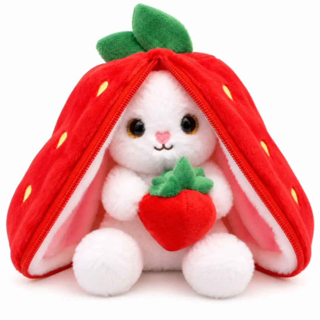 Konijn in Aardbei Pluche Knuffel 20 cm