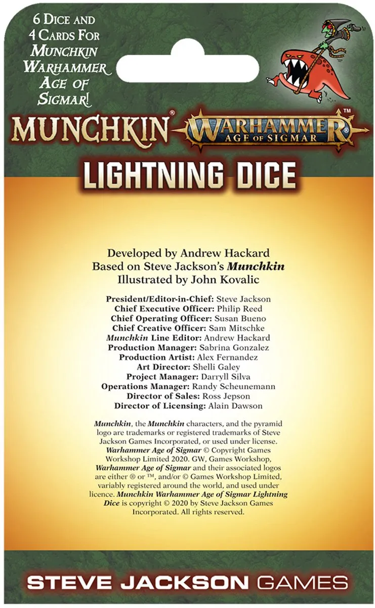 Steve Jackson Games Munchkin Warhammer Age of Sigmar Lightning Dice - Uitbreiding - 6-vlakken