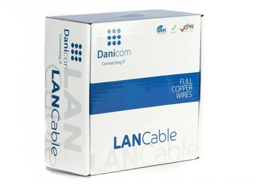 DANICOM CAT6 UTP 100 meter kabel op rol stug