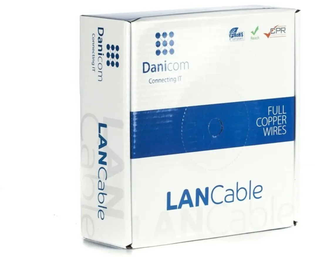 DANICOM CAT6A U/UTP 50 meter kabel op rol stug