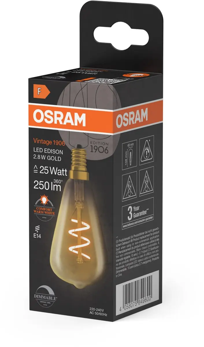 OSRAM Edison Vintage 1906 Spiral LED E14 2,8W - afbeelding 5 van 6