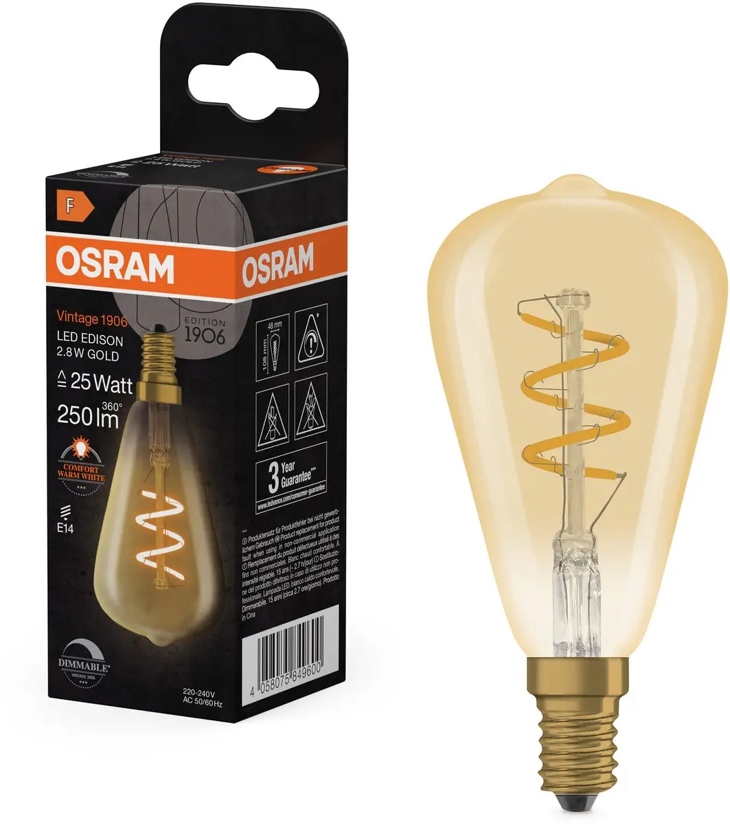 OSRAM Edison Vintage 1906 Spiral LED E14 2,8W - afbeelding 4 van 6
