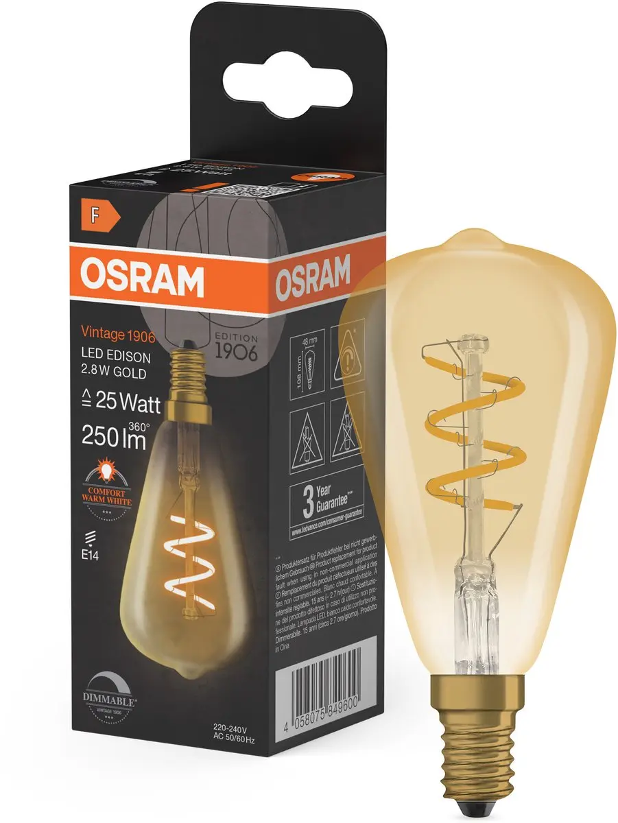 OSRAM Edison Vintage 1906 Spiral LED E14 2,8W - afbeelding 3 van 6