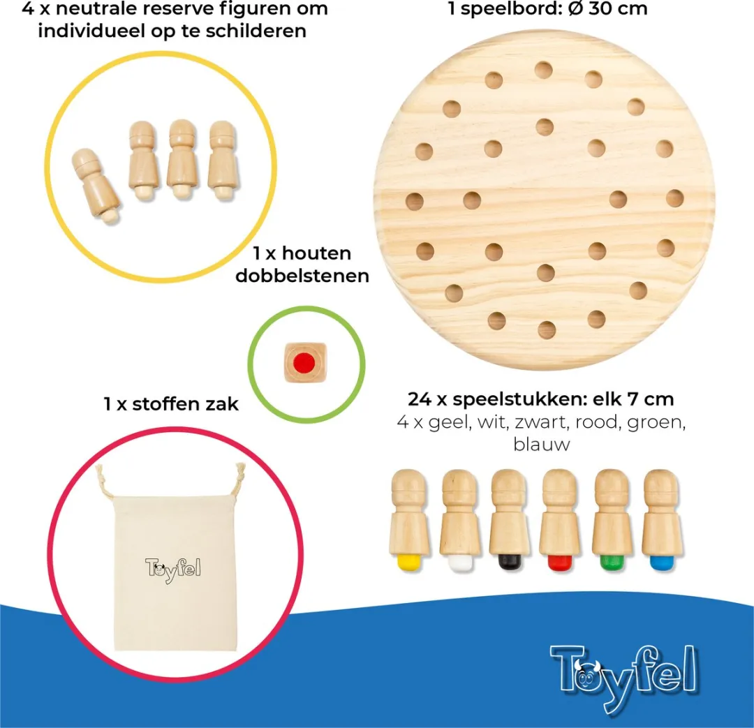 Toyfel Magnus – Houten Schaakspel met Tas 30 cm – Chess Montessori Educatief Speelgoed voor Kinderen Spel voor Logica & Coördinatie