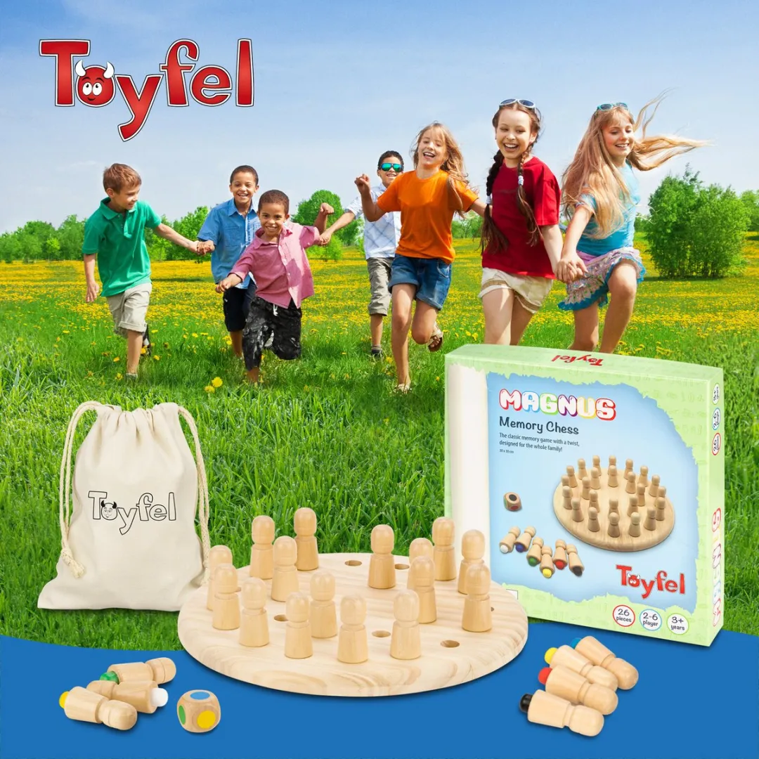 Toyfel Magnus – Houten Schaakspel met Tas 30 cm – Chess Montessori Educatief Speelgoed voor Kinderen Spel voor Logica & Coördinatie