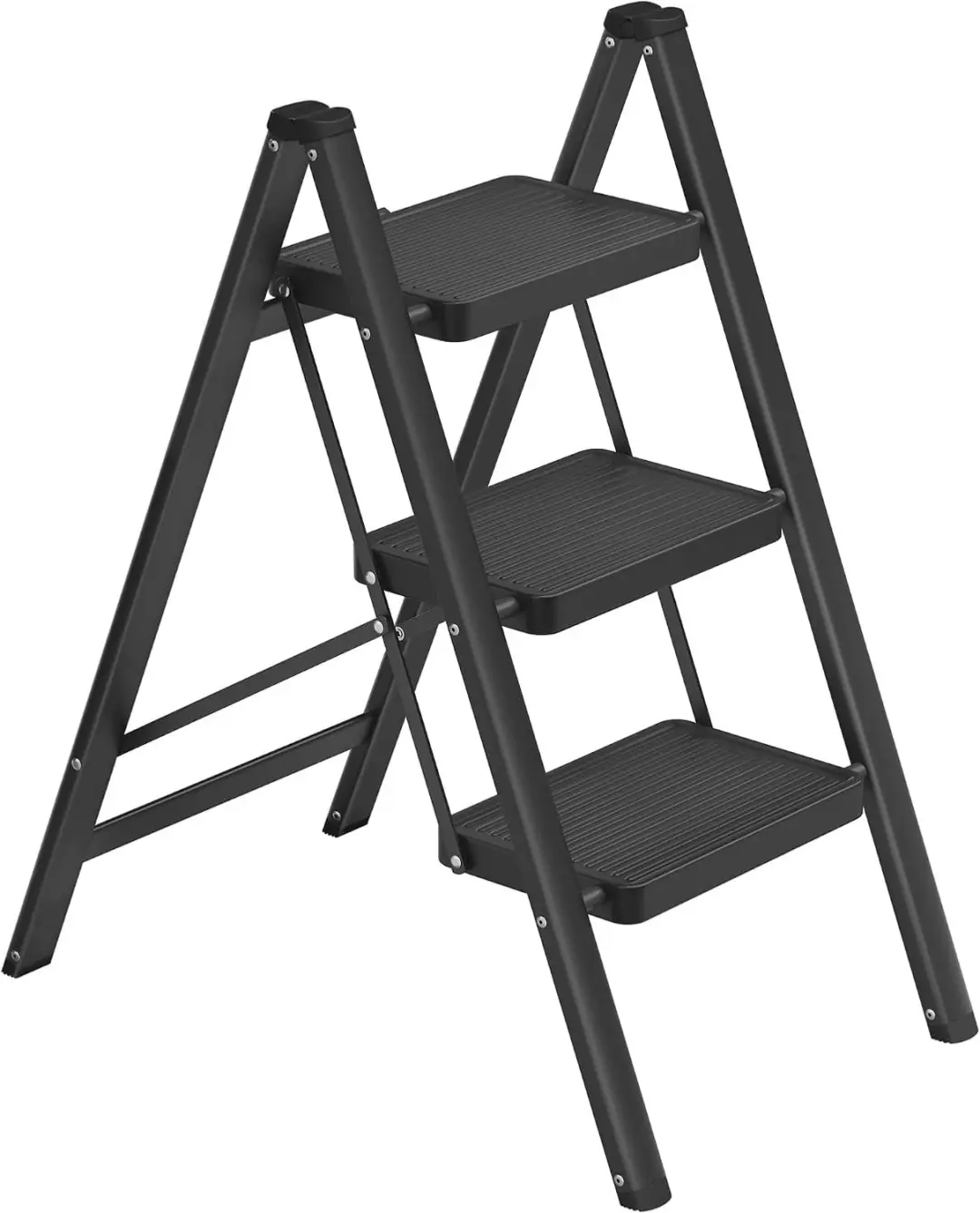SONGMICS Trapladder, 3 treden, inklapbaar, tot 150 kg belastbaar, van staal Vouw