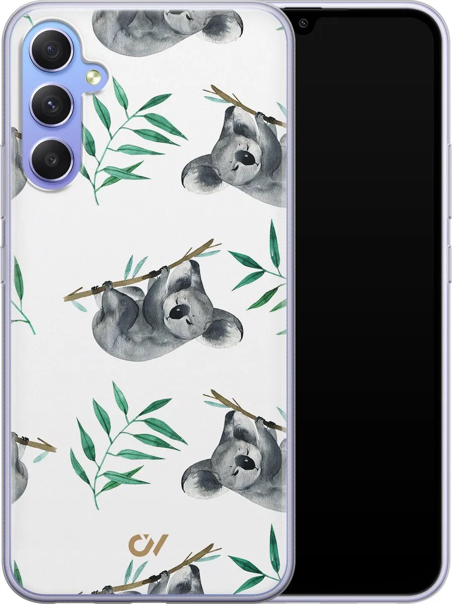 Casevibes Samsung Galaxy A34 Hoesje Koala Print - Wit
