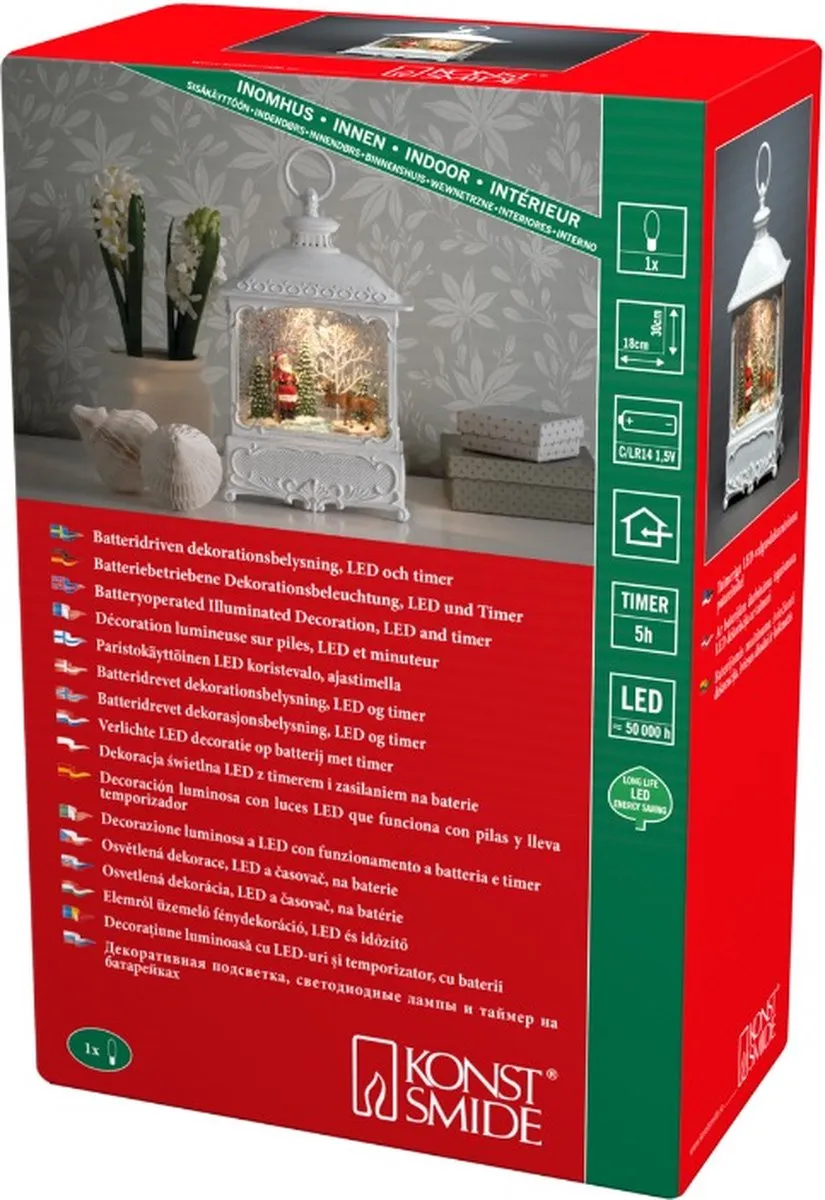 Konstsmide LED Sneeuwlantaarn Kerstman & Eland - Warm Wit