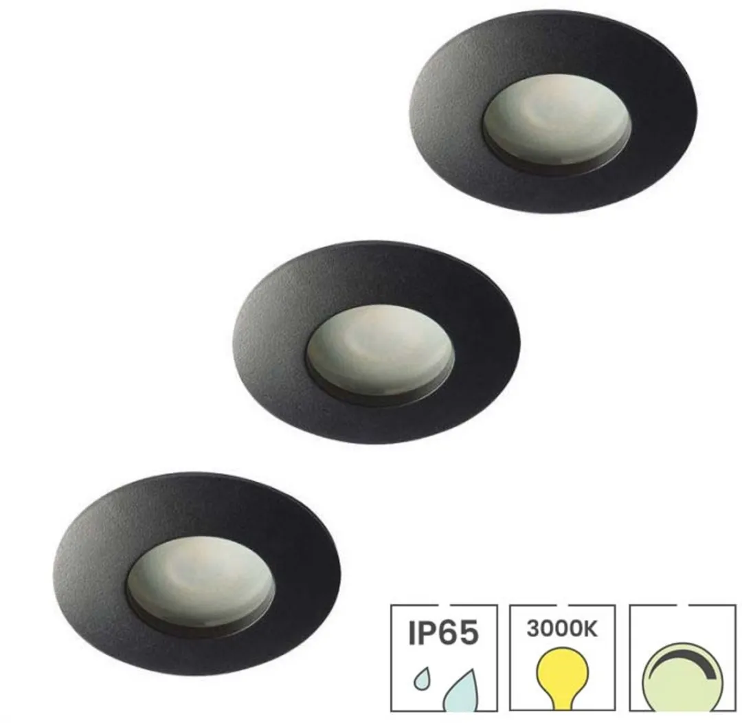 Lybardo Inbouwspots Badkamer 3-pack - 5.5W Dimbaar Warmwit - Ø8.3cm Zilver