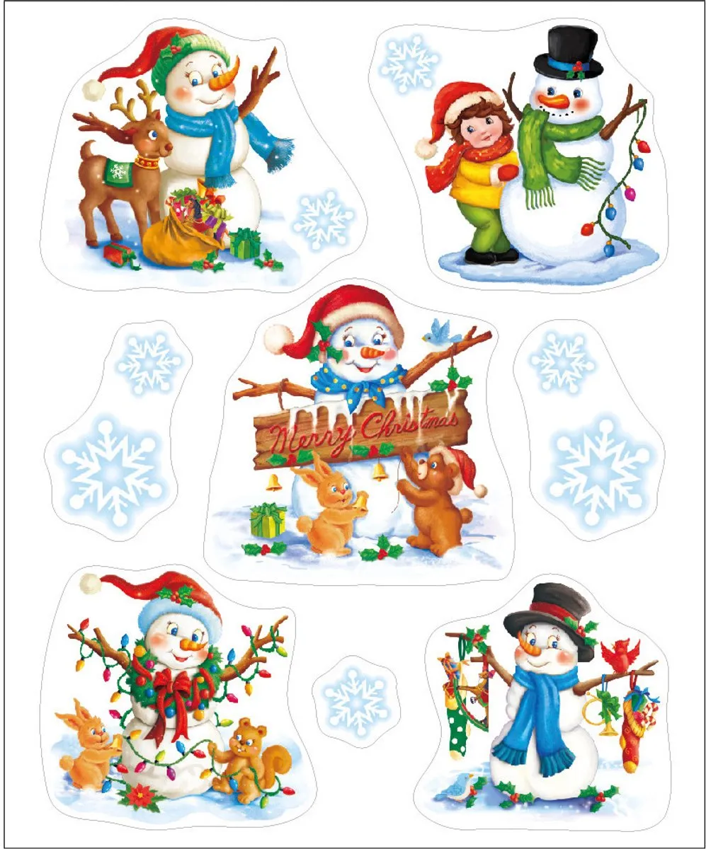 Anna's Collection Kerst Raamstickers Sneeuwpop - 34x28cm - Multi