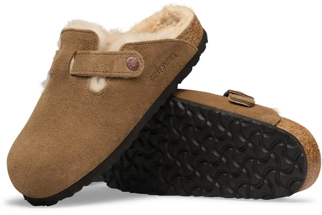 Birkenstock Boston Shearling Suede Leather Dark Tea Narrow - afbeelding 4 van 6