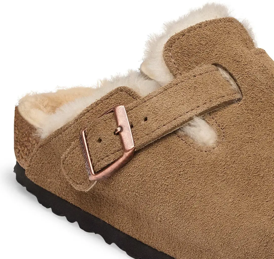Birkenstock Boston Shearling Suede Leather Dark Tea Narrow - afbeelding 3 van 6