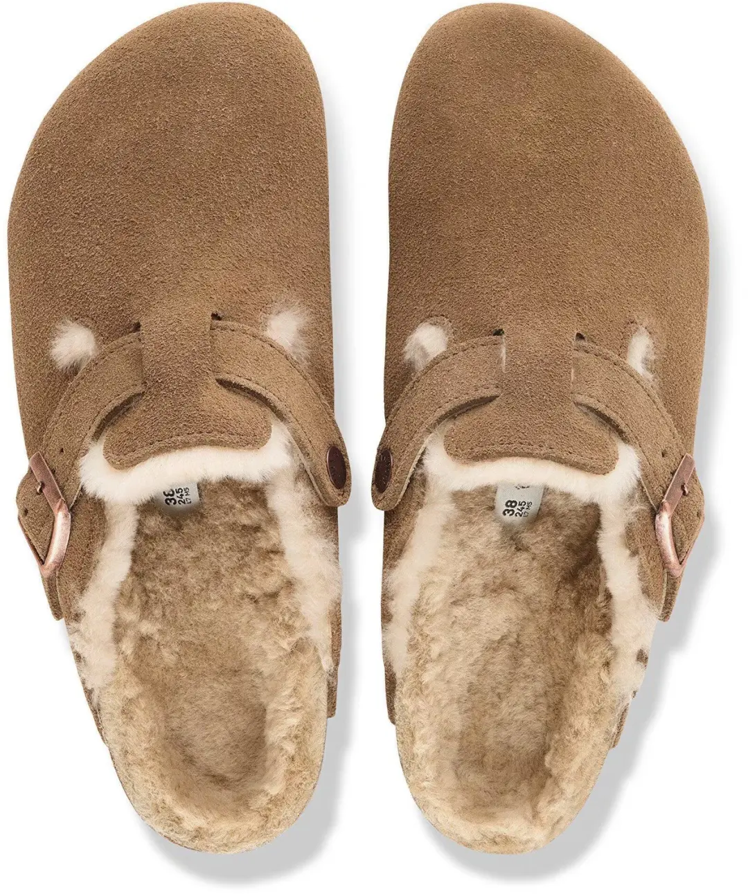 Birkenstock Boston Shearling Suede Leather Dark Tea Narrow - afbeelding 2 van 6