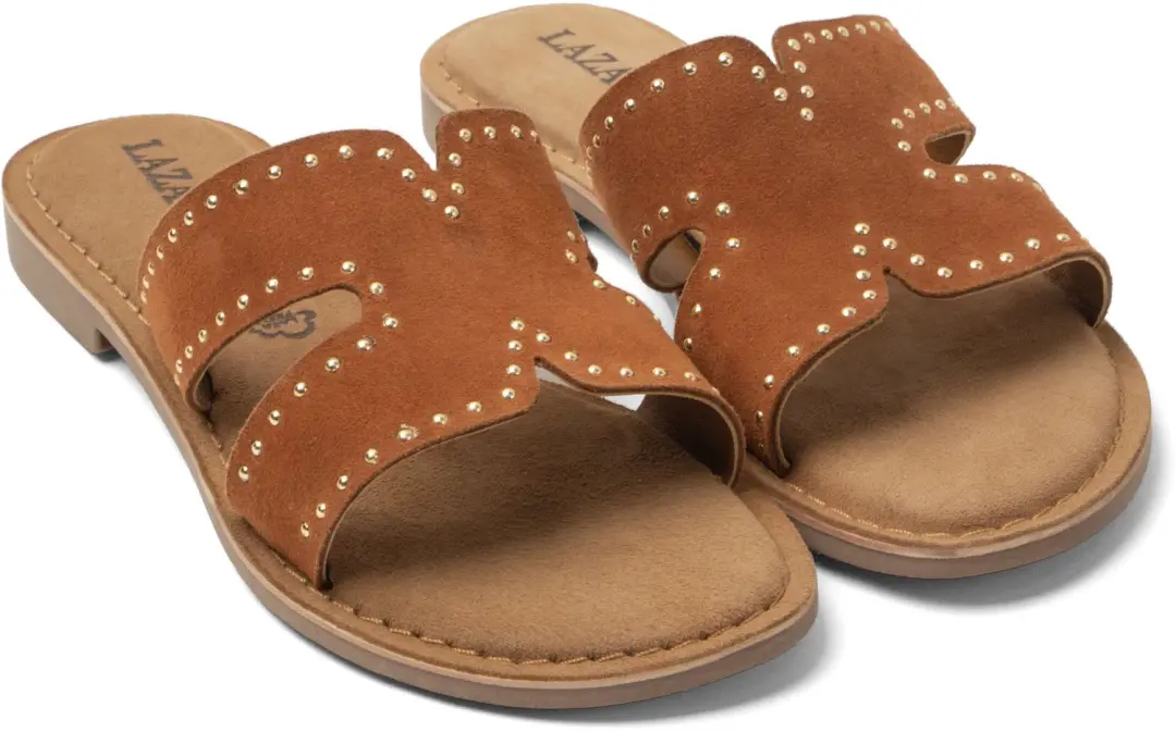 Lazamani Lina Slippers Suede - Cognac - afbeelding 5 van 6