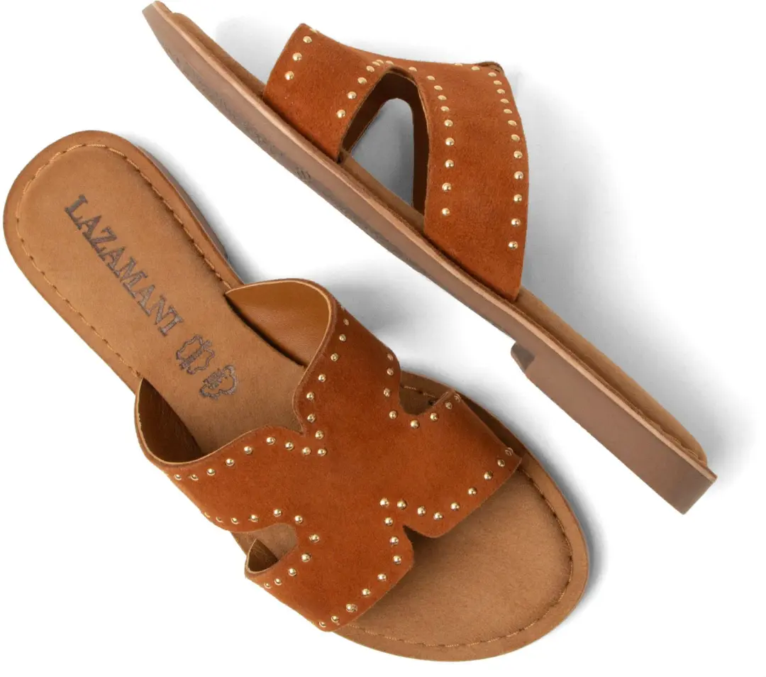 Lazamani Lina Slippers Suede - Cognac - afbeelding 2 van 6