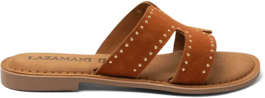 Lazamani Lina Slippers Suede - Cognac - afbeelding 4 van 6