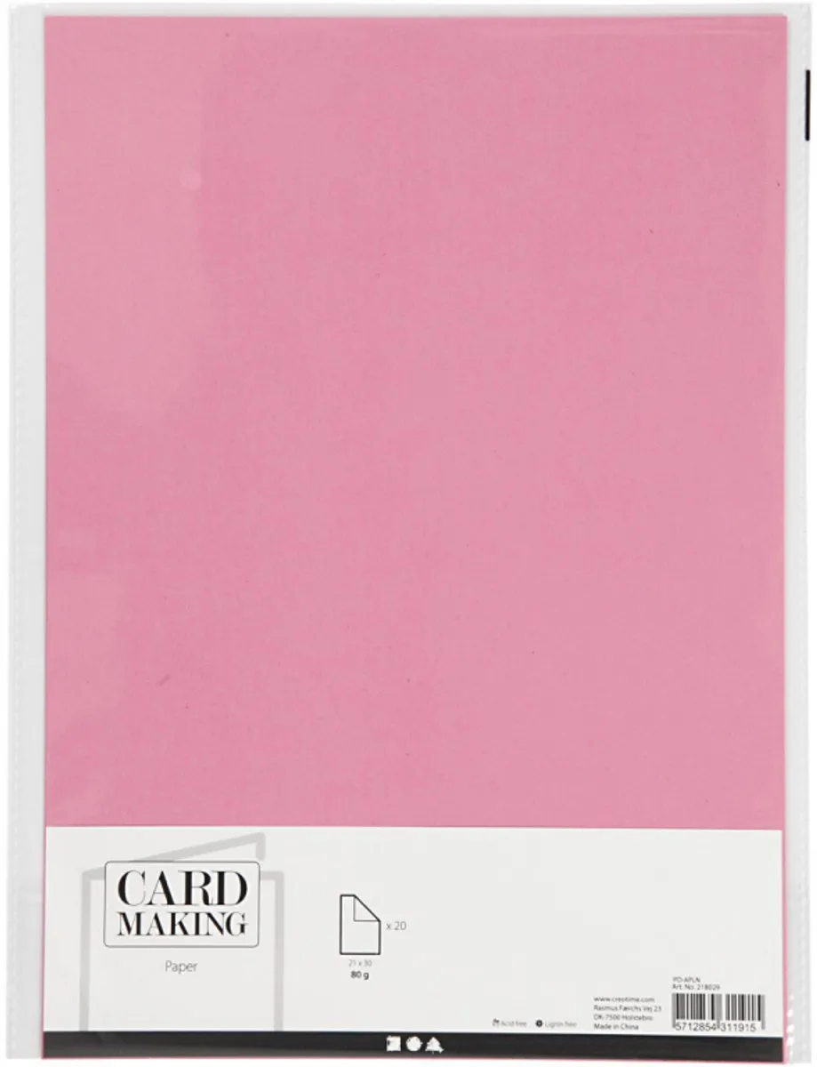 Creativ Company Creotime Papier A4 Roze - 20 Stuks