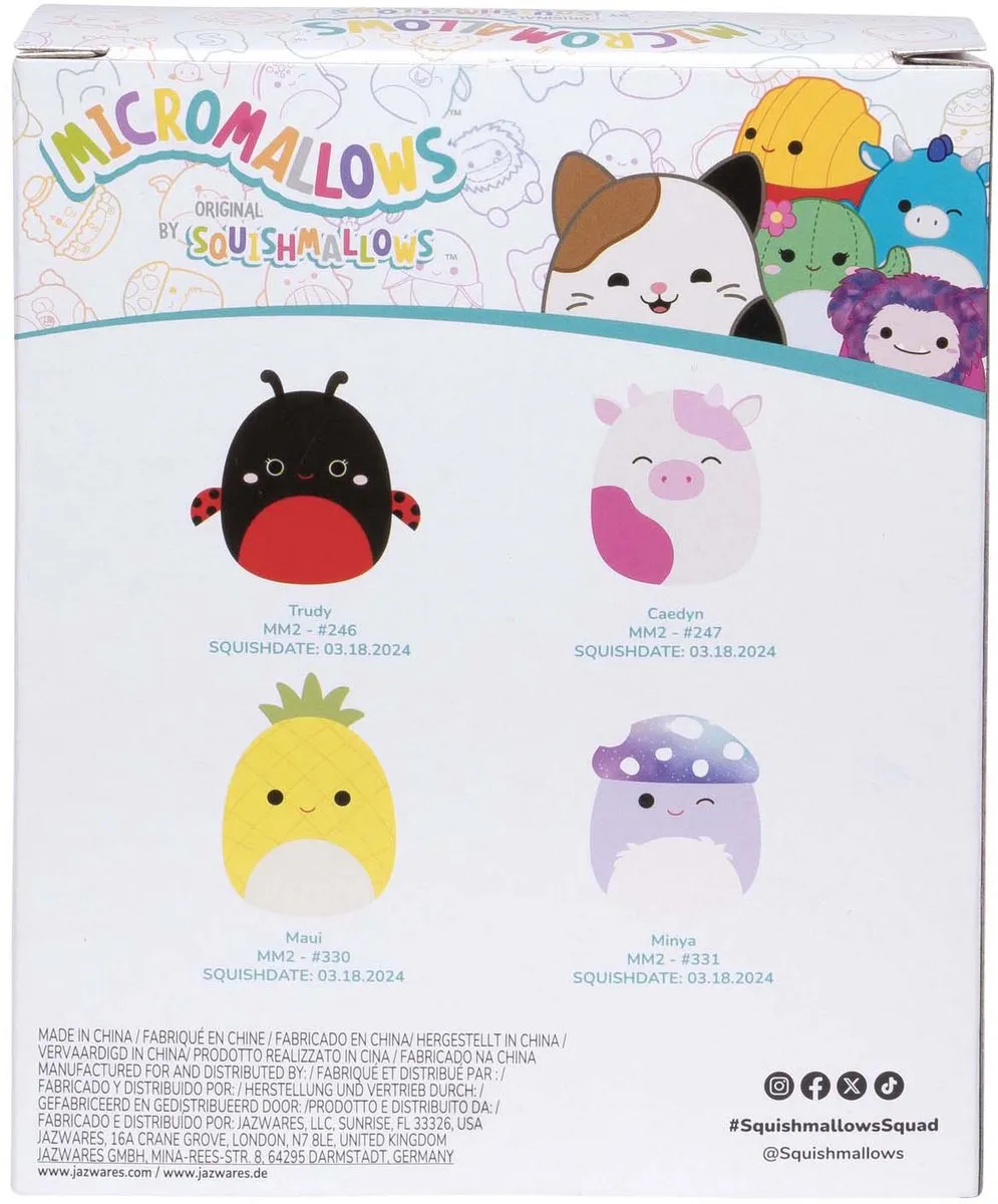 Squishmallows Micromallows Pluche Speelgoed - 6,5 cm - 4 Stuks Multicolor