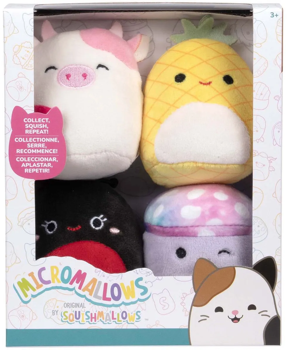 Squishmallows Micromallows Pluche Speelgoed - 6,5 cm - 4 Stuks Multicolor