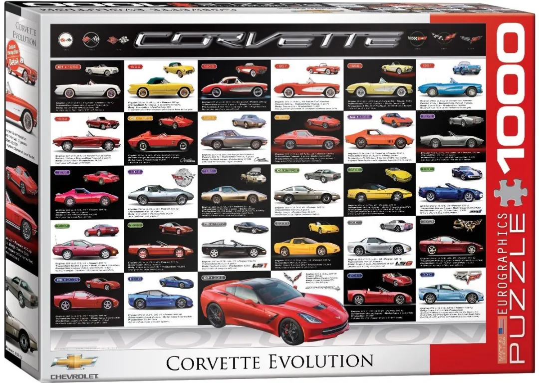 Eurographics Corvette Evolution Legpuzzel 1000 Stuks - Multicolor