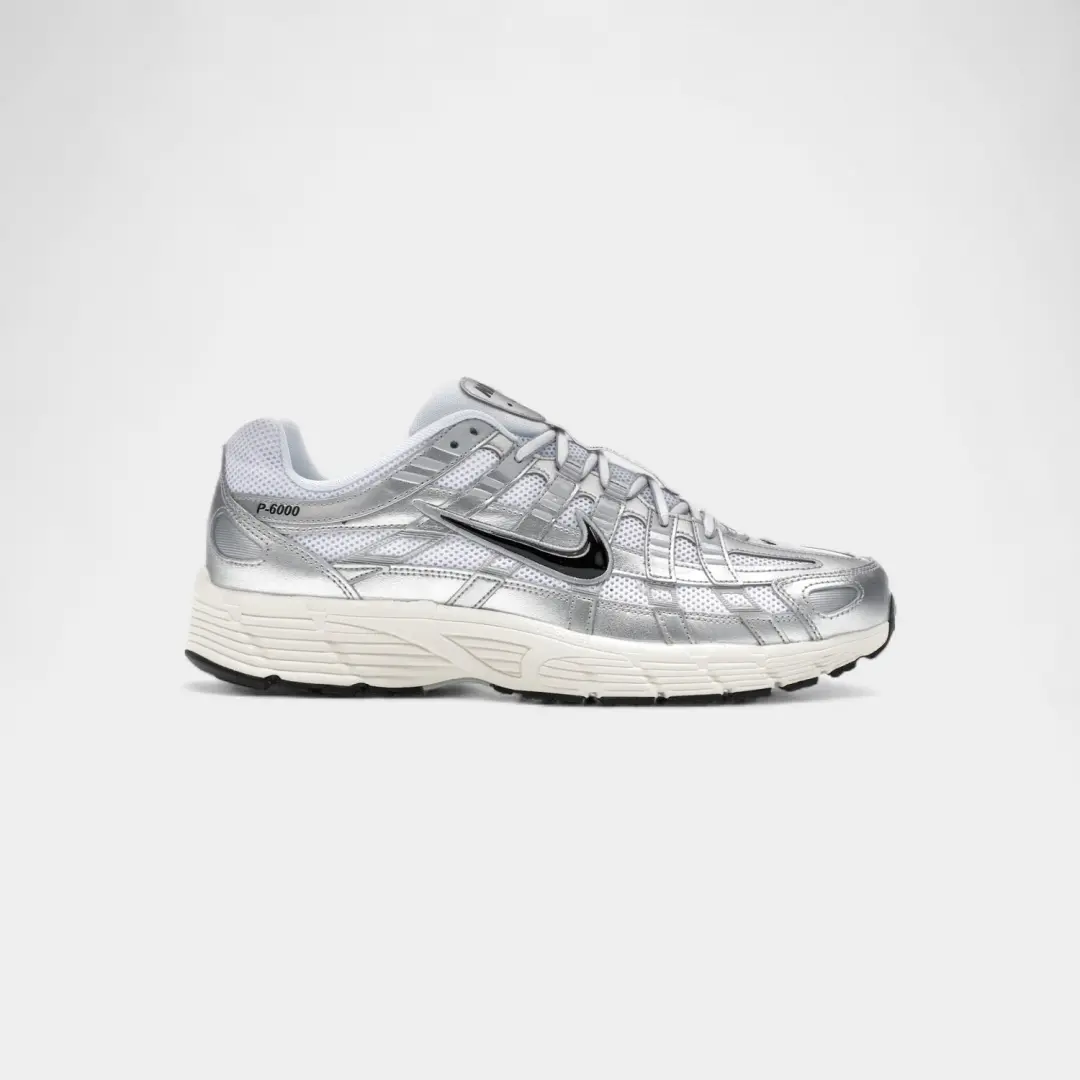 Nike P-6000 White Metallic Silver Flat Silver Black