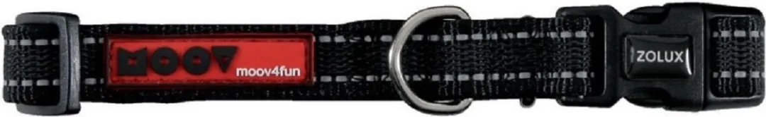 Zolux Moov Nylon Halsband - Zwart - Reflecterend 20mm