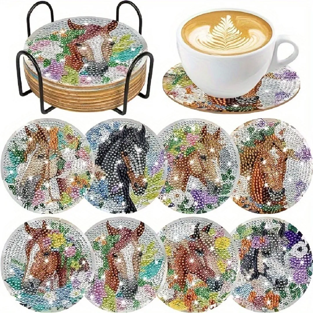 VDTOYS Diamond Painting Paardenkop Onderzetters