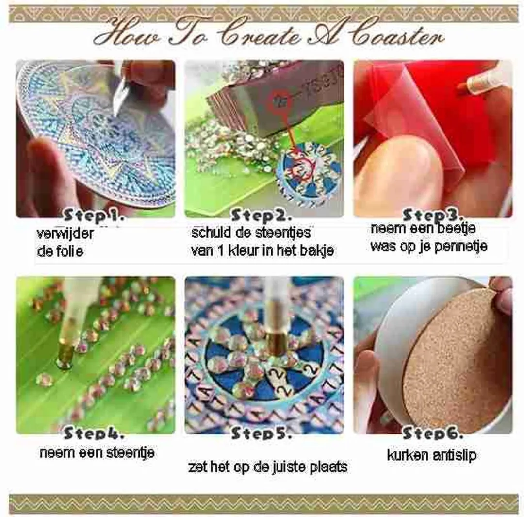 VDTOYS Diamond Painting Paardenkop Onderzetters - 8 Stuks Compleet