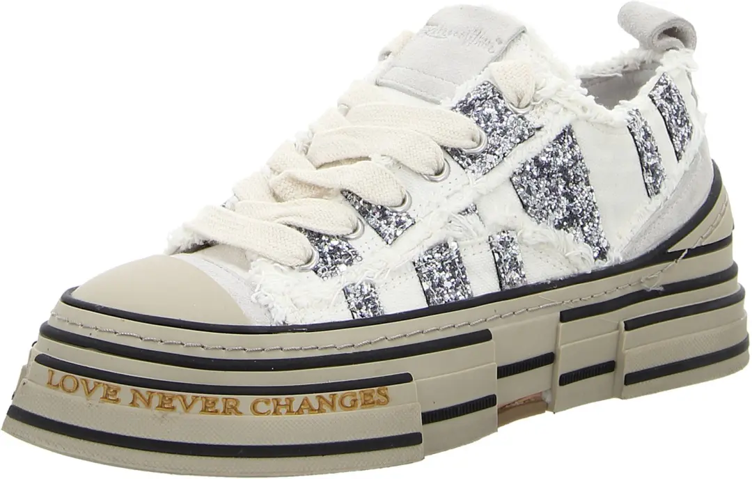 Rebecca White V02L-6B WHITE + GLITTER GREY dames sneakers wit maat 37