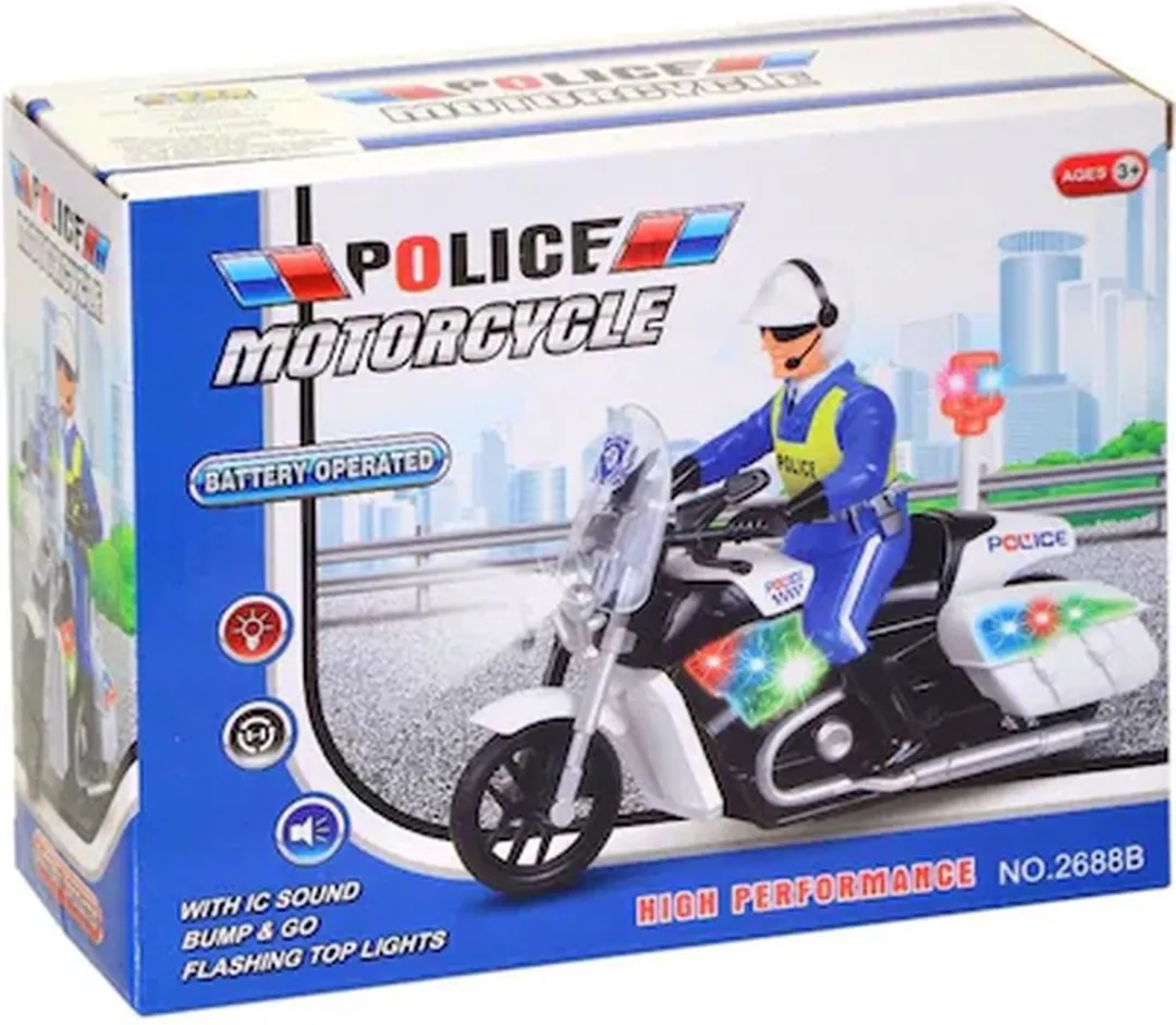 YJ Toys Politiemotor 2688 - 3x AAA - Wit/Blauw
