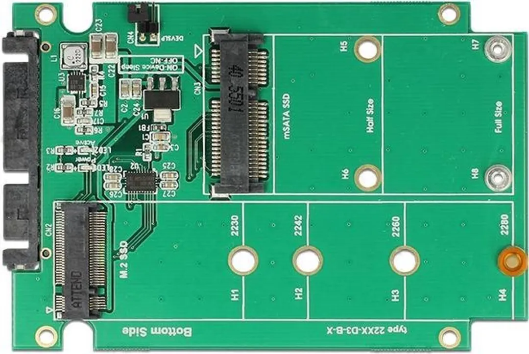 Delock 62866 SATA Converter 22pin naar M.2/mSATA - 9.5mm - Zwart/ Groen