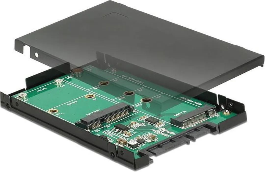 Delock 62866 SATA Converter 22pin naar M.2/mSATA - 9.5mm - Zwart/ Groen