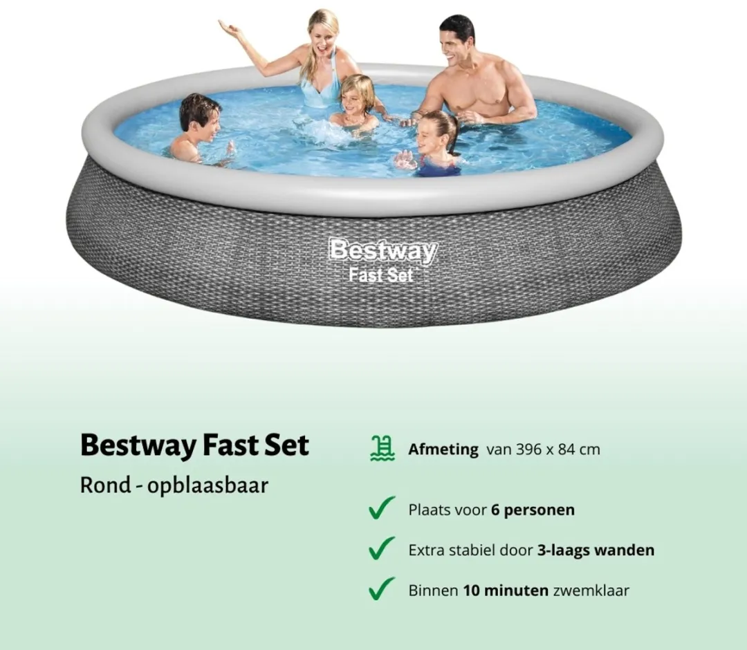 Bestway Fast Set Rond Zwembad 396cm - 7340L - Grijs