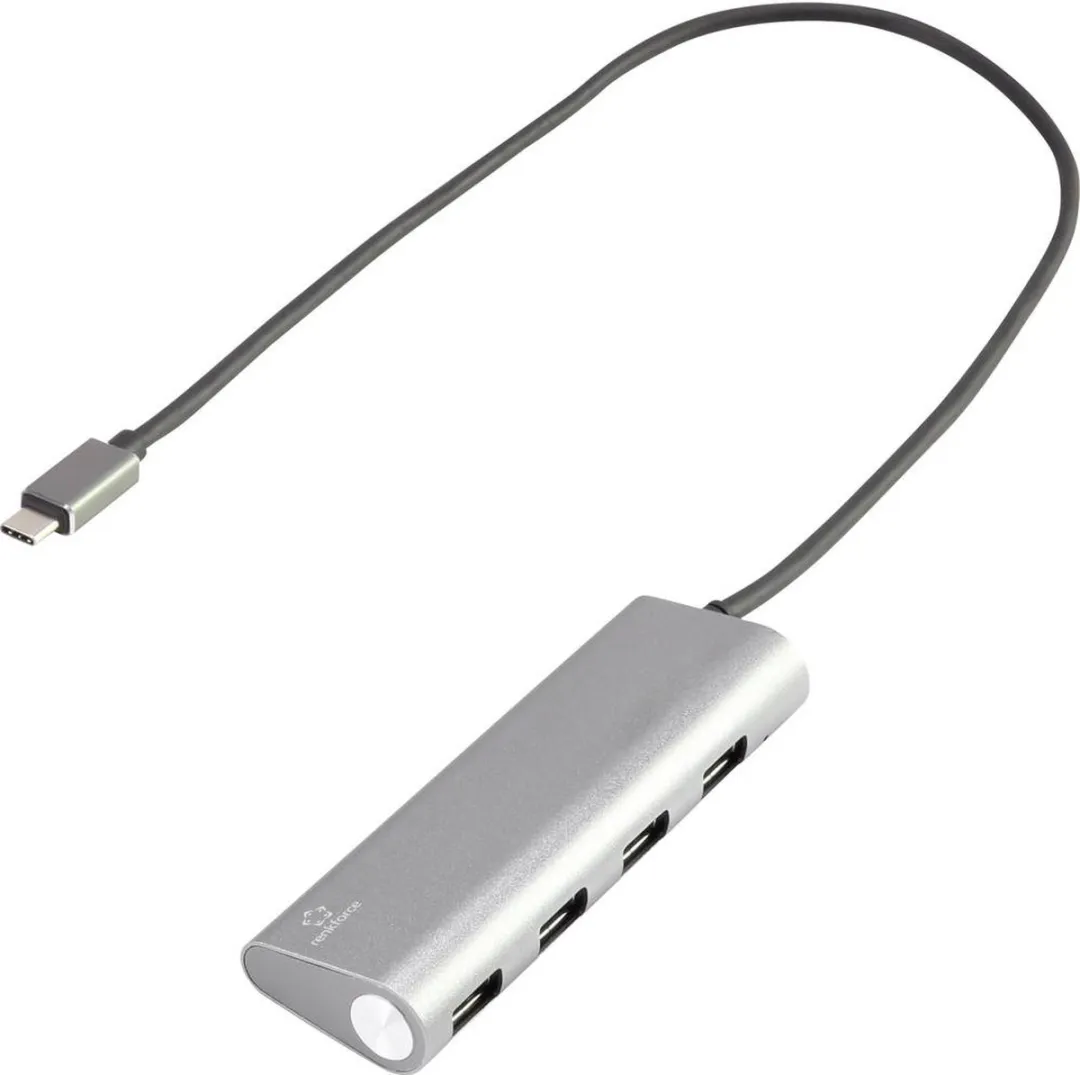 Renkforce RF-3374944 USB-Hub 4 Poorten - USB 3.2 Gen1 - Zilver