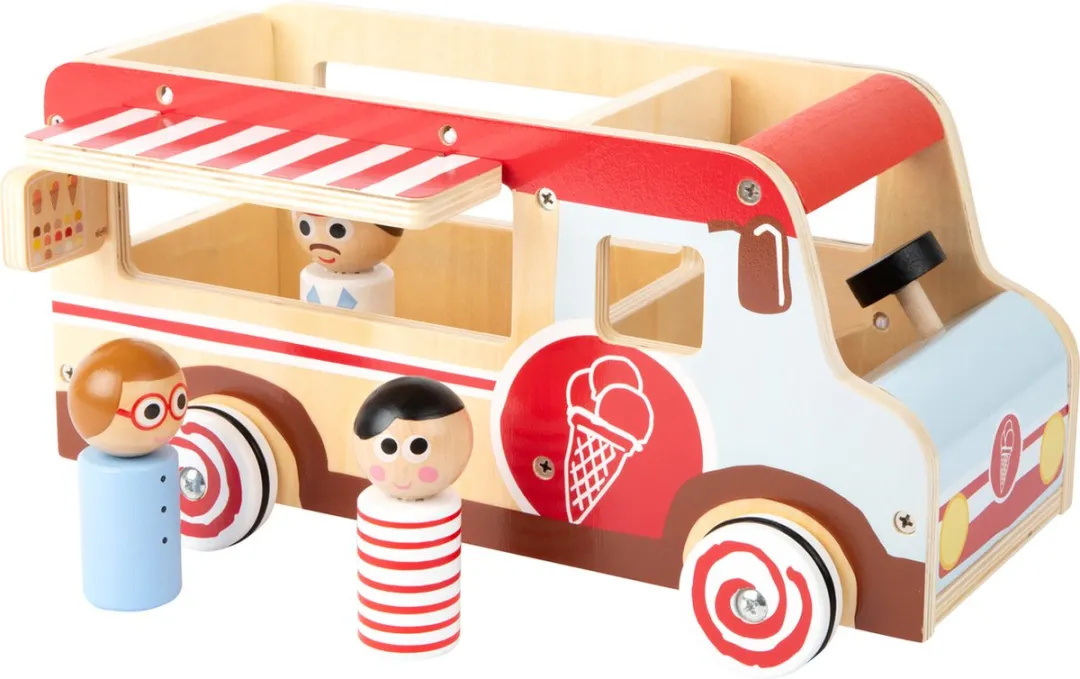 Small Foot IJscowagen XL Hout 30cm Wit/Rood - 4-delig