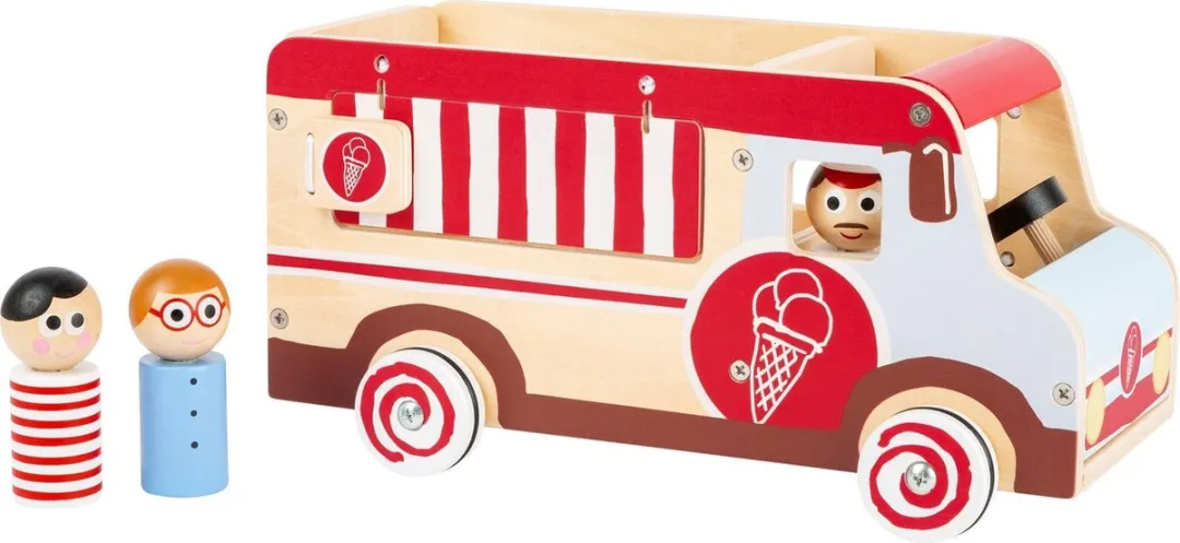 Small Foot IJscowagen XL Hout 30cm Wit/Rood - 4-delig
