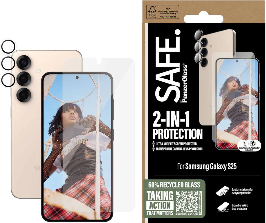 PanzerGlass SAFE. by Samsung Galaxy S25 2-in-1 Bundle - Scherm- en cameralensbeschermer