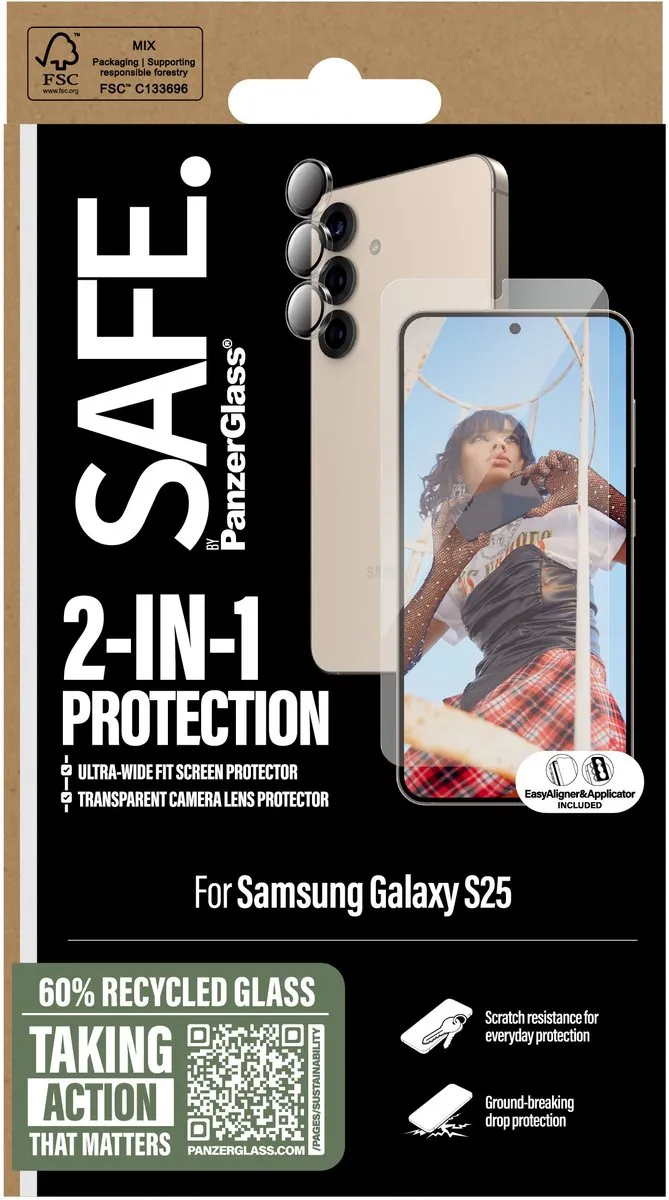 PanzerGlass SAFE. by Samsung Galaxy S25 2-in-1 Bundle