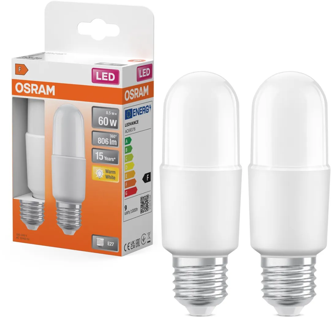 Osram LED Classic Stick 8,5W 827 - Mat - 2 Stuks