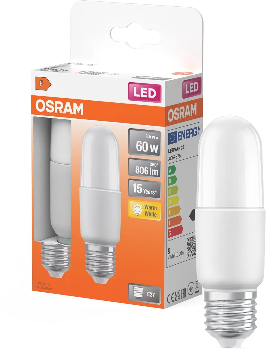 Osram LED Classic Stick 8,5W 827 - Mat - 2 Stuks