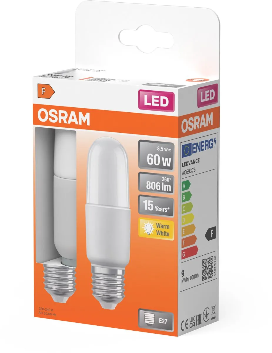 Osram LED Classic Stick 8,5W 827 - Mat - 2 Stuks