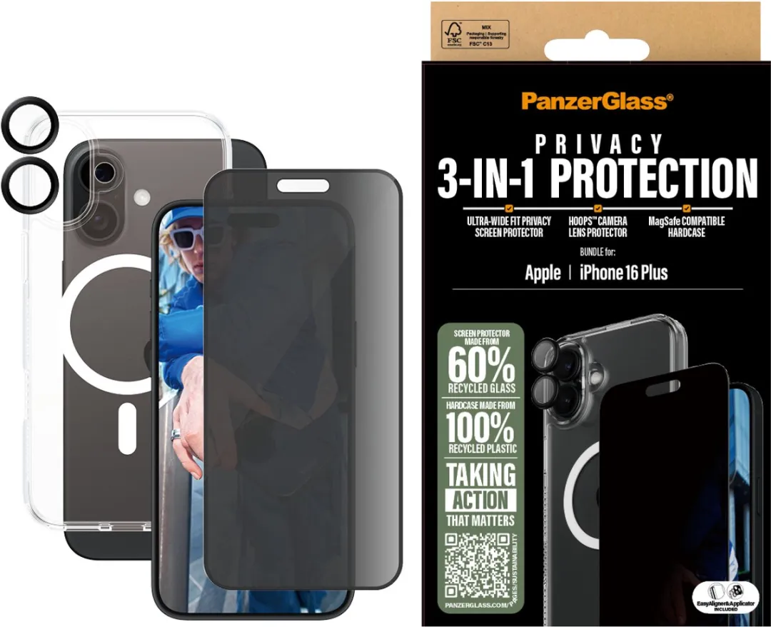 PanzerGlass PG 3-in-1 Priv Bundle iPhone 16 Plus - B1293+P2863+1283