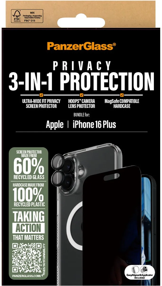 PanzerGlass PG 3-in-1 Priv Bundle iPhone 16 Plus - B1293+P2863+1283
