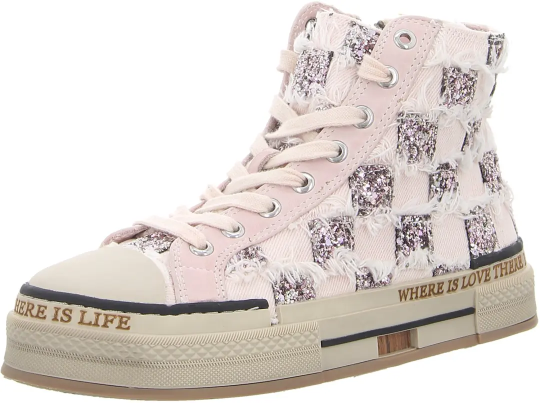 Rebecca White X51-7 SQUARE FEBRIC NUDE dames sneakers roze maat 38