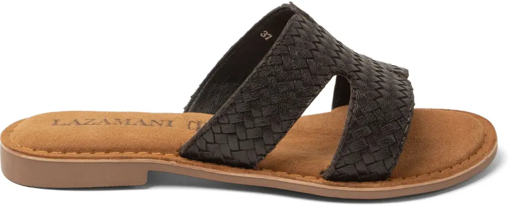Puck Dames Slippers Leer Black